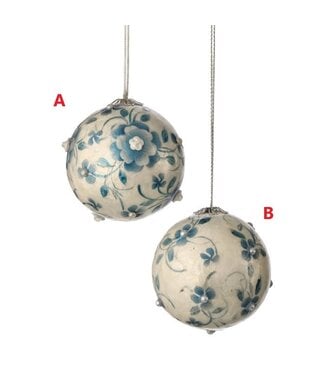 3.5" Capiz Floral Ball Ornament - Sold Individually