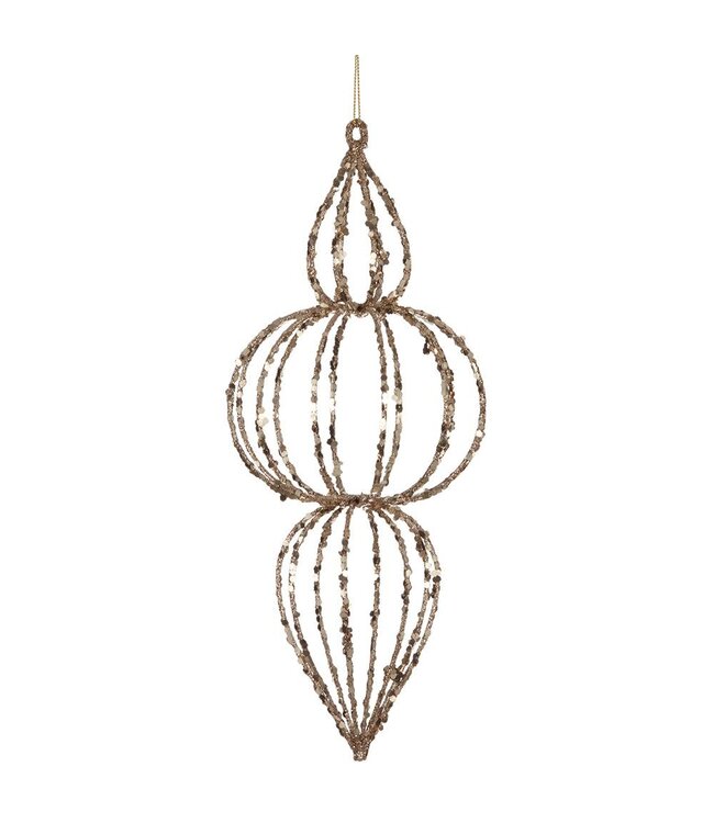 11" Glittered Filigree Finial Ornament Gold