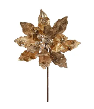 24" Iced with Jewel Encrusted Poinsettia Stem