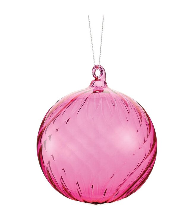 4" Glass Ball Ornament Pink