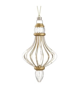 8.5" Plastic Finial Ornament Clear Gold
