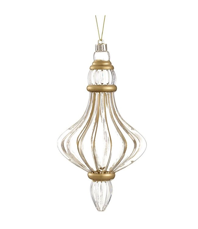 8.5" Plastic Finial Ornament Clear Gold