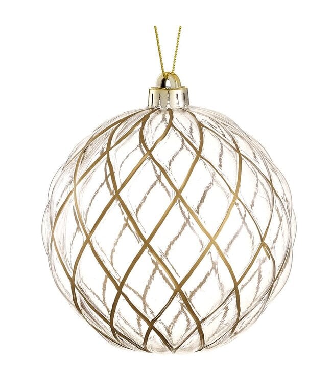 6" Plastic Ball Ornament Clear Gold