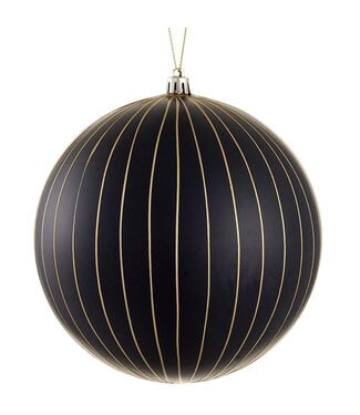 6" Plastic Ball Ornament Black Gold