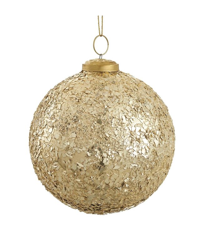 5.5" Mosaic Glass Ball Ornament Gold