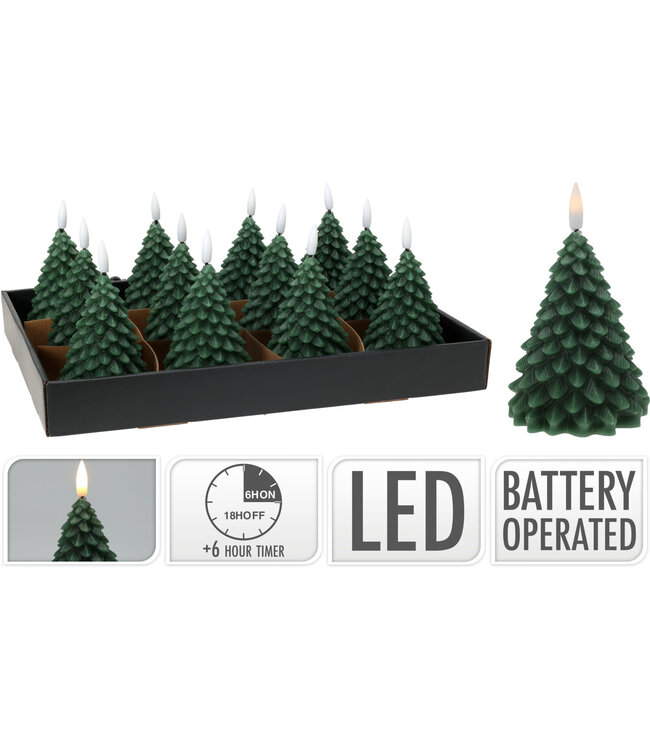 LED Candle Tree 11CM Dark Green - Sold Individually
