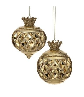 5" Glass Crown Ornament - Sold Individually