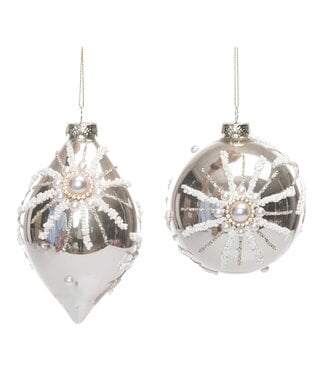 Glass Gold Ornament with Pearl Starburst