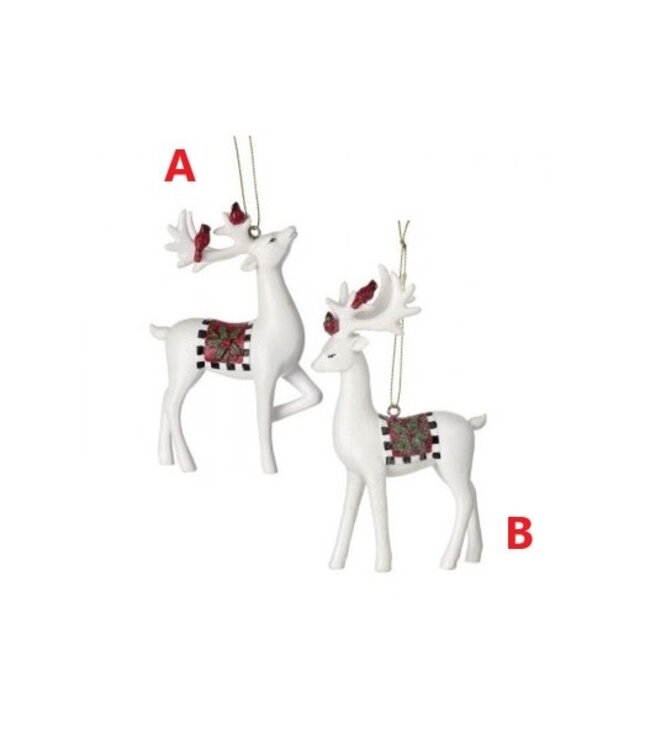 5.5" Resin Deer with Check Ornament - Sold Individually