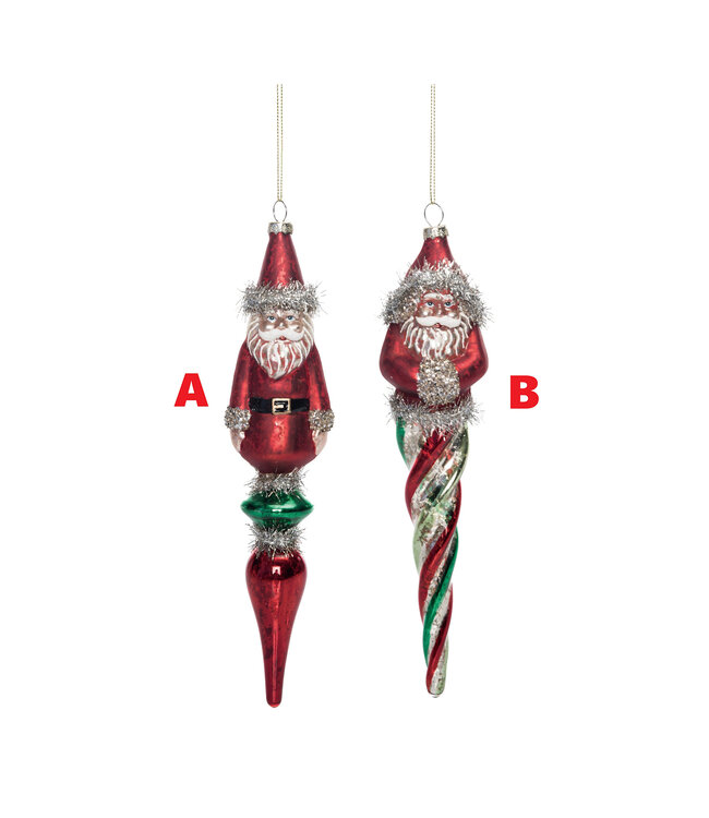 Glass Shimmer Santa Drop Ornament