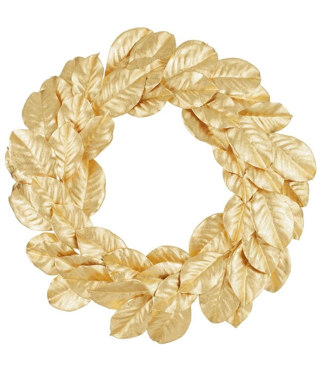 24" Metallic Magnolia Leaf Wreath Gold