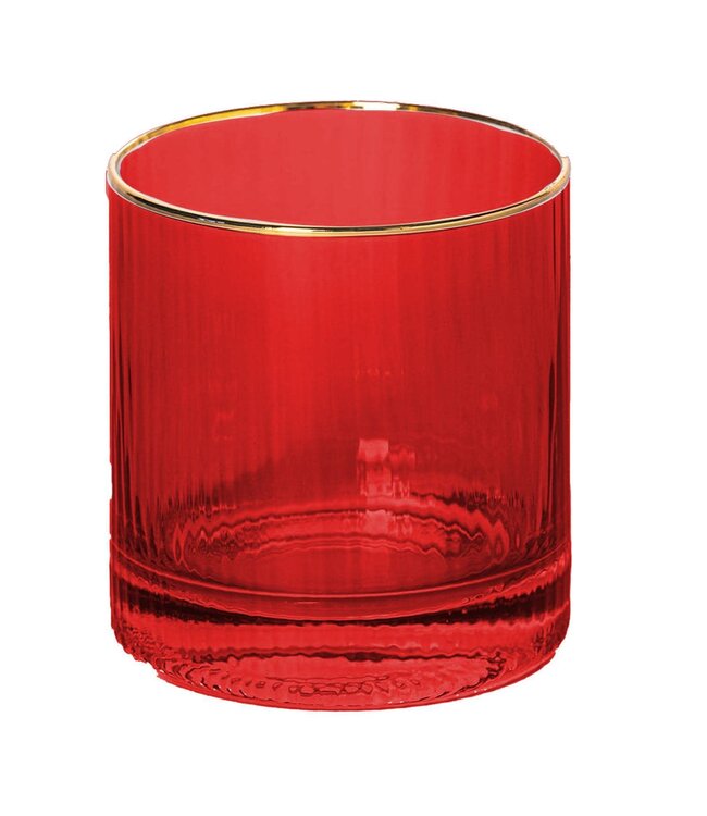 Cocktail Glass Ribbed Red