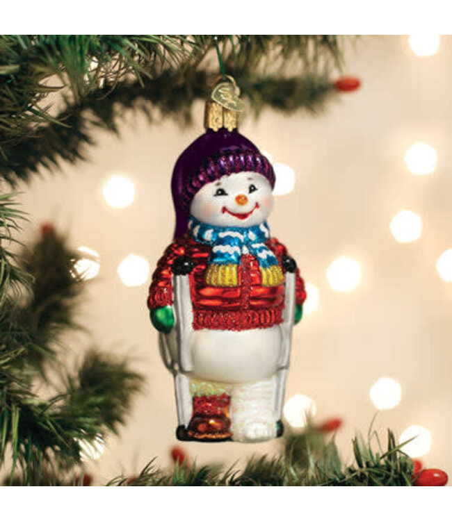 OLD WORLD CHRISTMAS Snowman With Crutches Ornament