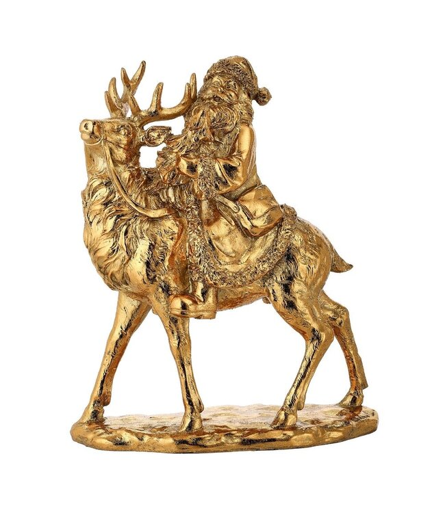 12" Resin Santa With Deer Table Piece