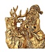 12" Resin Santa With Deer Table Piece