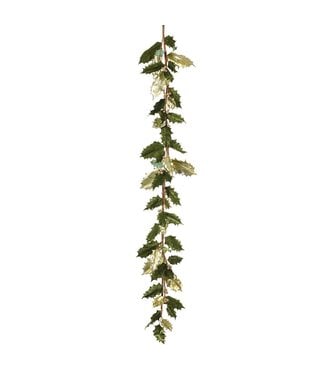 6' Metallic/Velvet Holly Garland With Berry Green