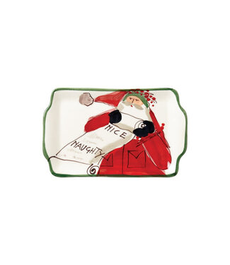 VIETRI Old St. Nick Rectangular Plate - Naughty Or Nice