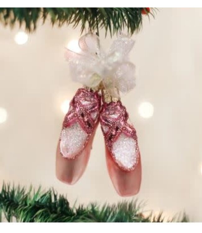 OLD WORLD CHRISTMAS Pair Of Ballet Slippers Ornament