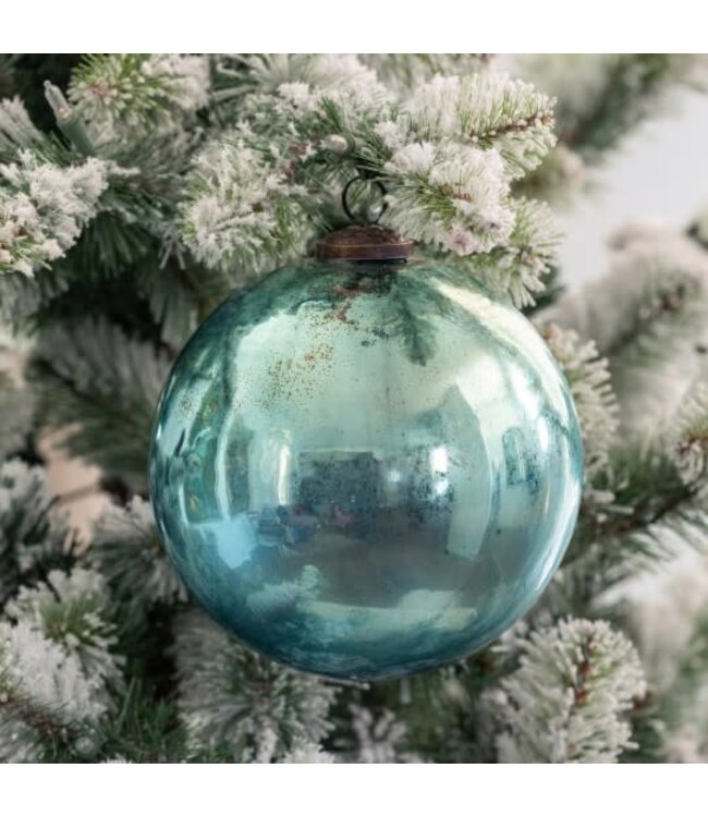 Antique Shiny  Blue Kyanite Glass Ball Ornament, Extra-Large