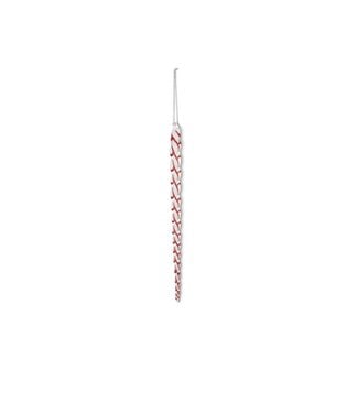 White & Red Spiral Glass Icicle Ornament
