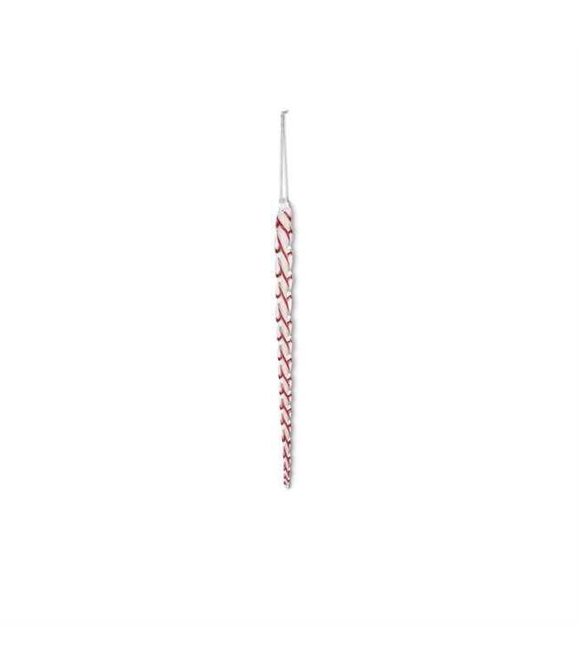 White & Red Spiral Glass Icicle Ornament
