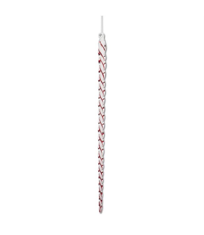 White & Red Spiral Glass Icicle Ornament