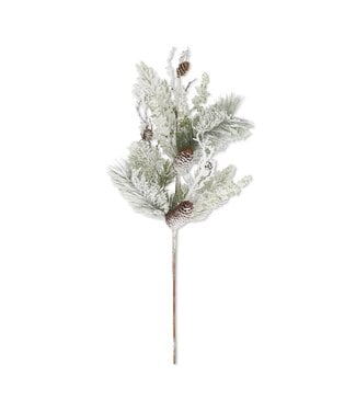30" Glittered Heavy Flocked Pine Stem w/Pinecones