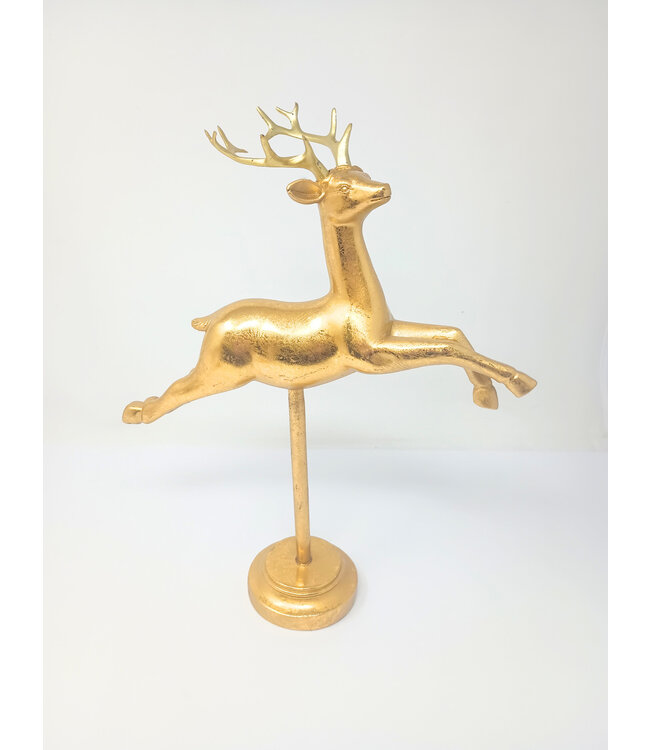 Res Flying Gold Reindeer Decor