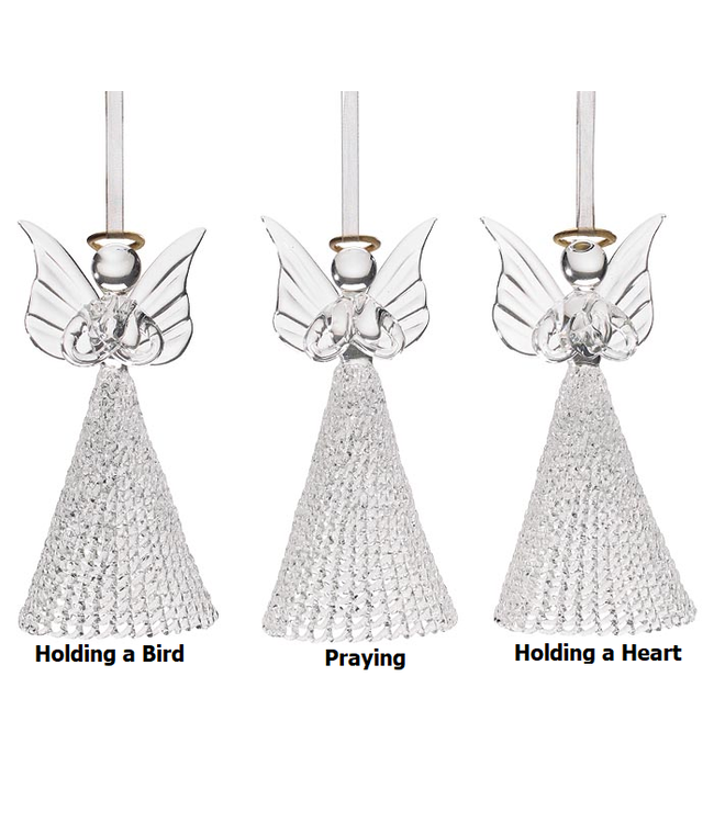 Clear Glass Angel Ornament Gold Halo