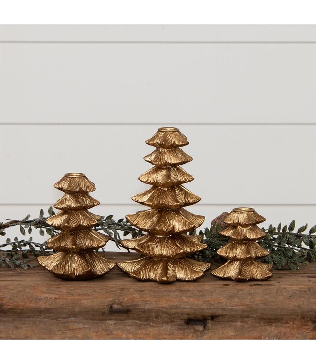 Gold Finish Christmas Tree Candle Holder