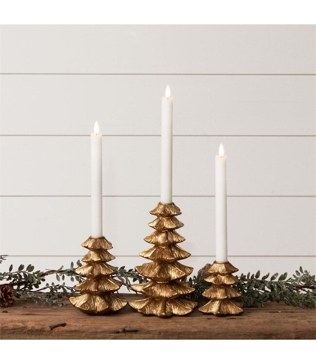 Gold Finish Christmas Tree Candle Holder