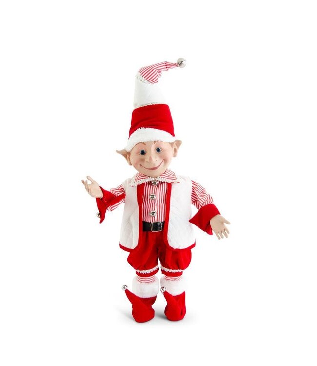 17.75 Inch Posable Elf in Red Velvet w/Bells