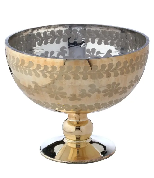 6.5" Etched Footed Glass Pedestal Bowl