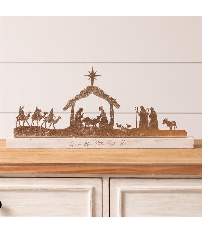 Gold Shimmer Nativity Silhouette