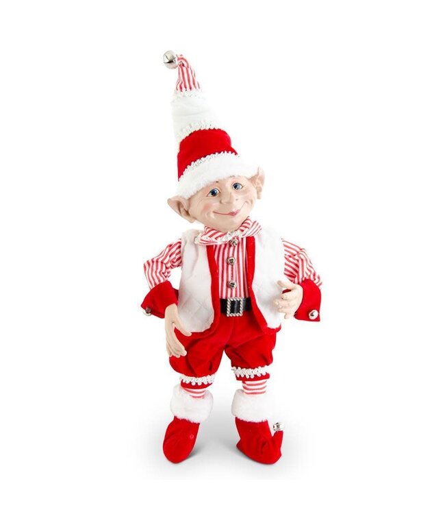 30 Inch Posable Elf in Red Velvet w/Bells