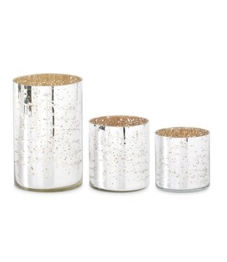 Silver Mercury Glass Candleholders w/Christmas Tree - Sold Individually