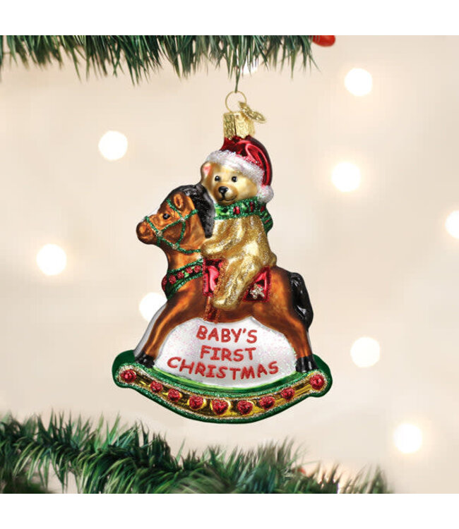 OLD WORLD CHRISTMAS Rocking Horse Teddy Ornament