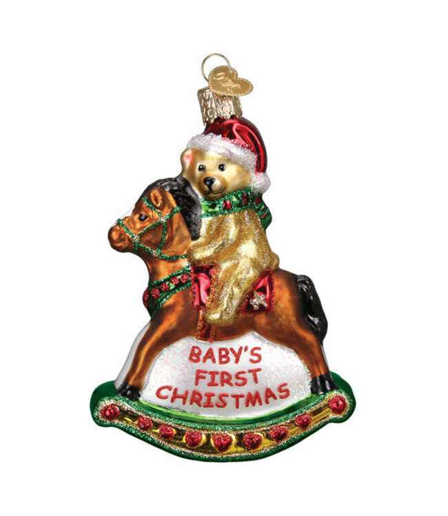 OLD WORLD CHRISTMAS Rocking Horse Teddy Ornament
