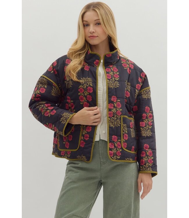 Mila Botanical Long Sleeve Quilted Jacket - Amber Marie and