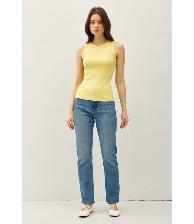 Maddison Basic Cotton Garment Dyed Round Neck Tank Top