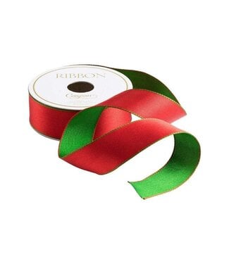 Red & Green Reversible Satin Wired Ribbon