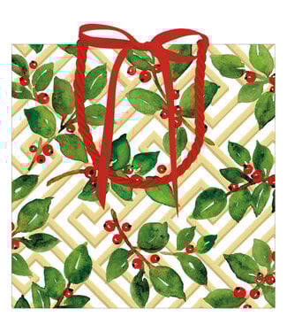 Holly And Fretwork Gift Bags - Small