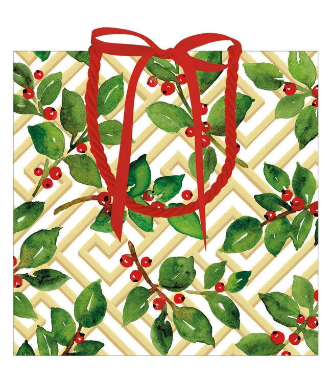 Holly And Fretwork Gift Bags - Small