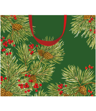Evergreen And Berries Dark Green Gift Bags - Large