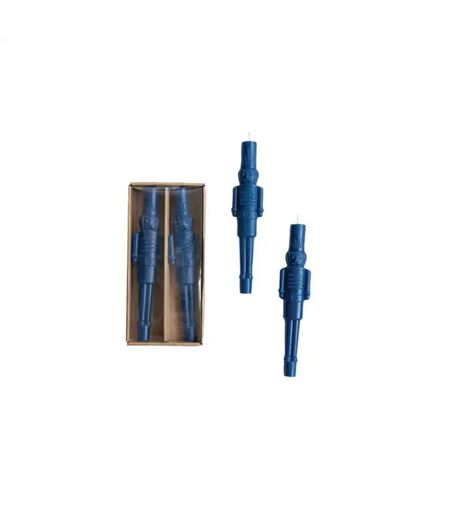 Unscented Nutcracker Shaped Taper Candles - Navy