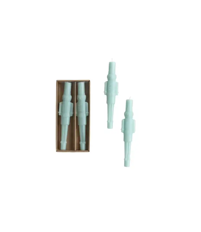 Unscented Nutcracker Shaped Taper Candles - Mint