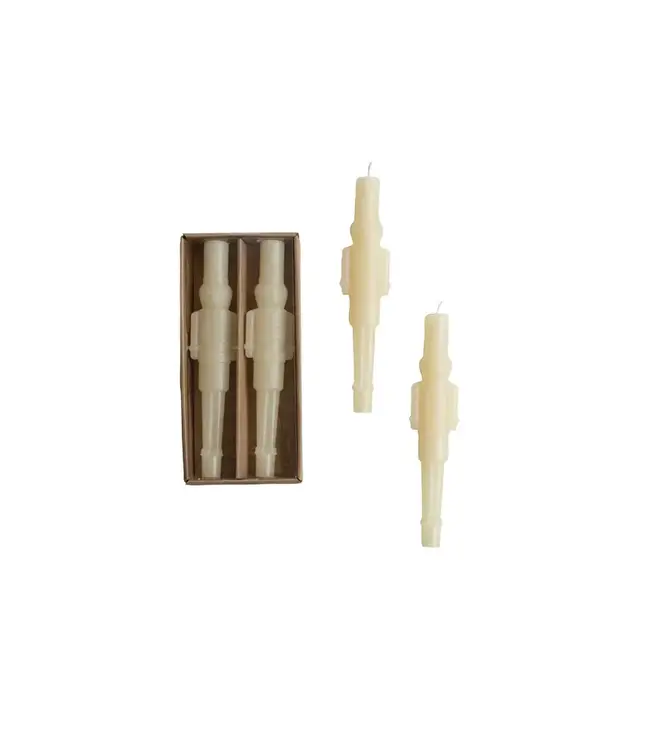 Unscented Nutcracker Shaped Taper Candles - lvory