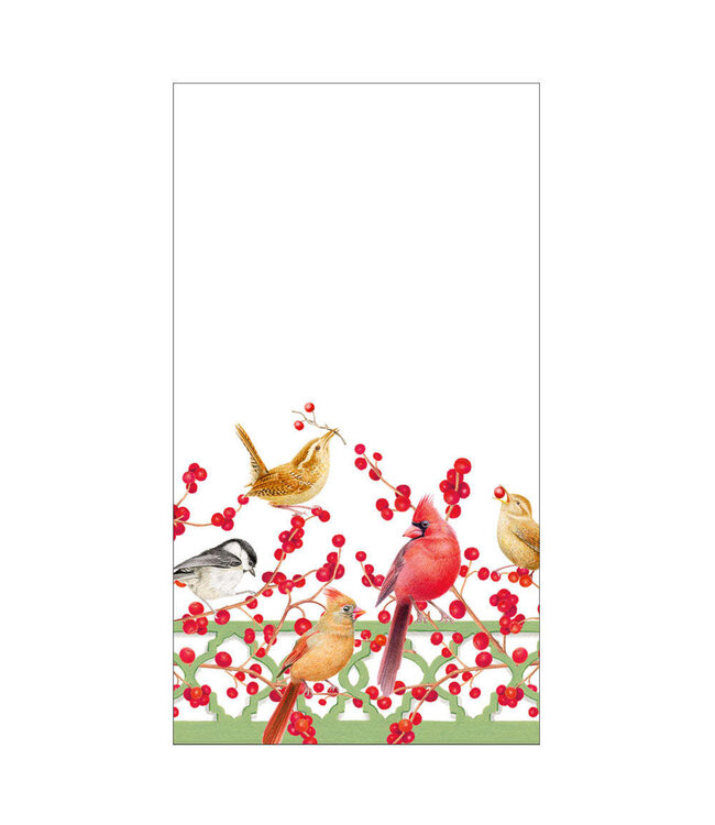Winter Birds and Berries Recycled Guest Towels