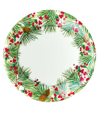 Evergreen And Berries White Paper Dinner Plates