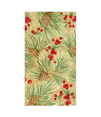 Evergreen And Berries Gold Guest Towels